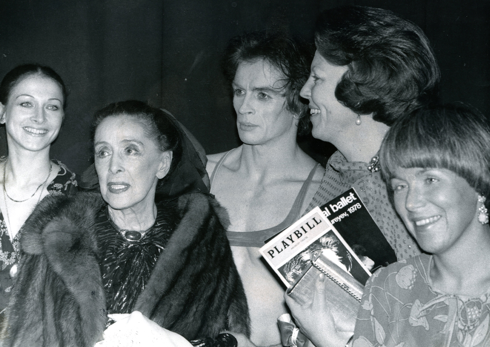 Alexandra Radius, Martha Graham, Rudolf Noerejev, Prinses Beatrix en Prinses Christina